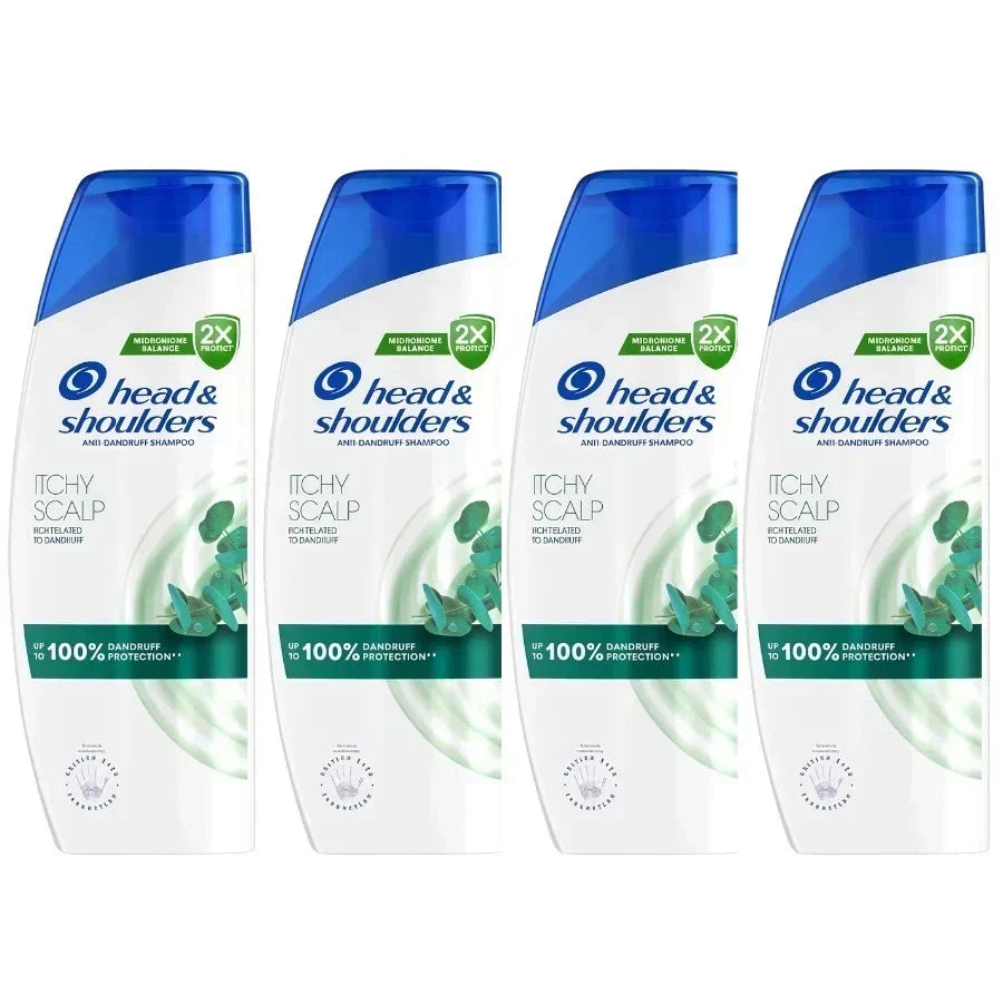 4 PACK Head & Shoulders Anti Dandruff Shampoo Itchy Scalp Care 400 ML Eucalyptus